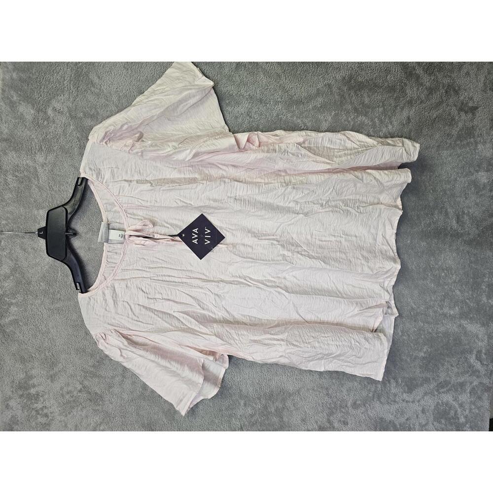 Brand New Ava & Viv Lightweight Flowy Blouse Short Sleeve Pink 2X
